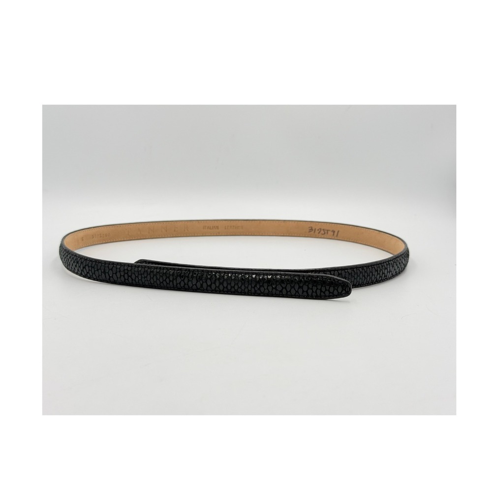 Tanner Belt Womens S Black Italian Leather Skinny Hook Loop 317ST90